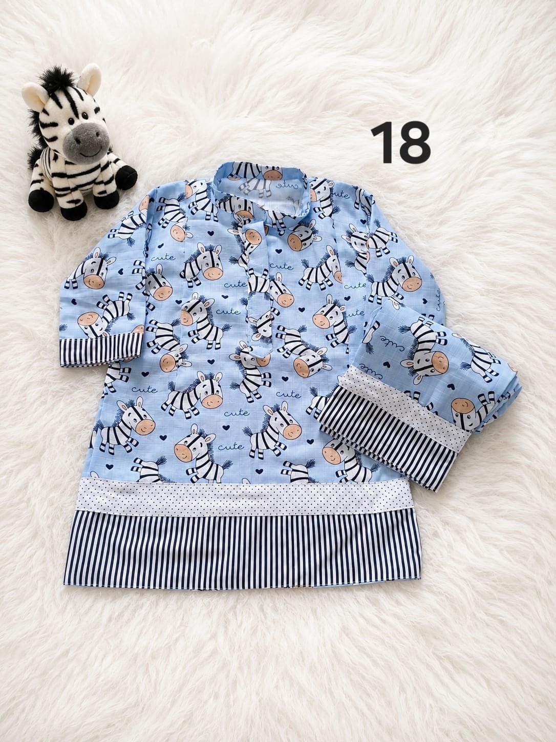 Size18 Blue Zebra print Heavy quality soft cotton casual Jhabla Izar Size18 Blue Zebra print Heavy quality soft cotton casual Jhabla Izar